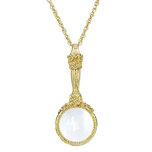 1928 Jewelry Floral Magnifying Glass Pendant Necklace 30" - Magnification Power: 4-5X 1928 Jewelry