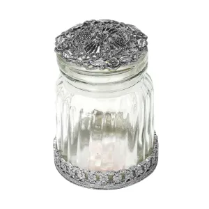 1928 Jewelry Floral Ridged Glass Button Jar 1928 Jewelry