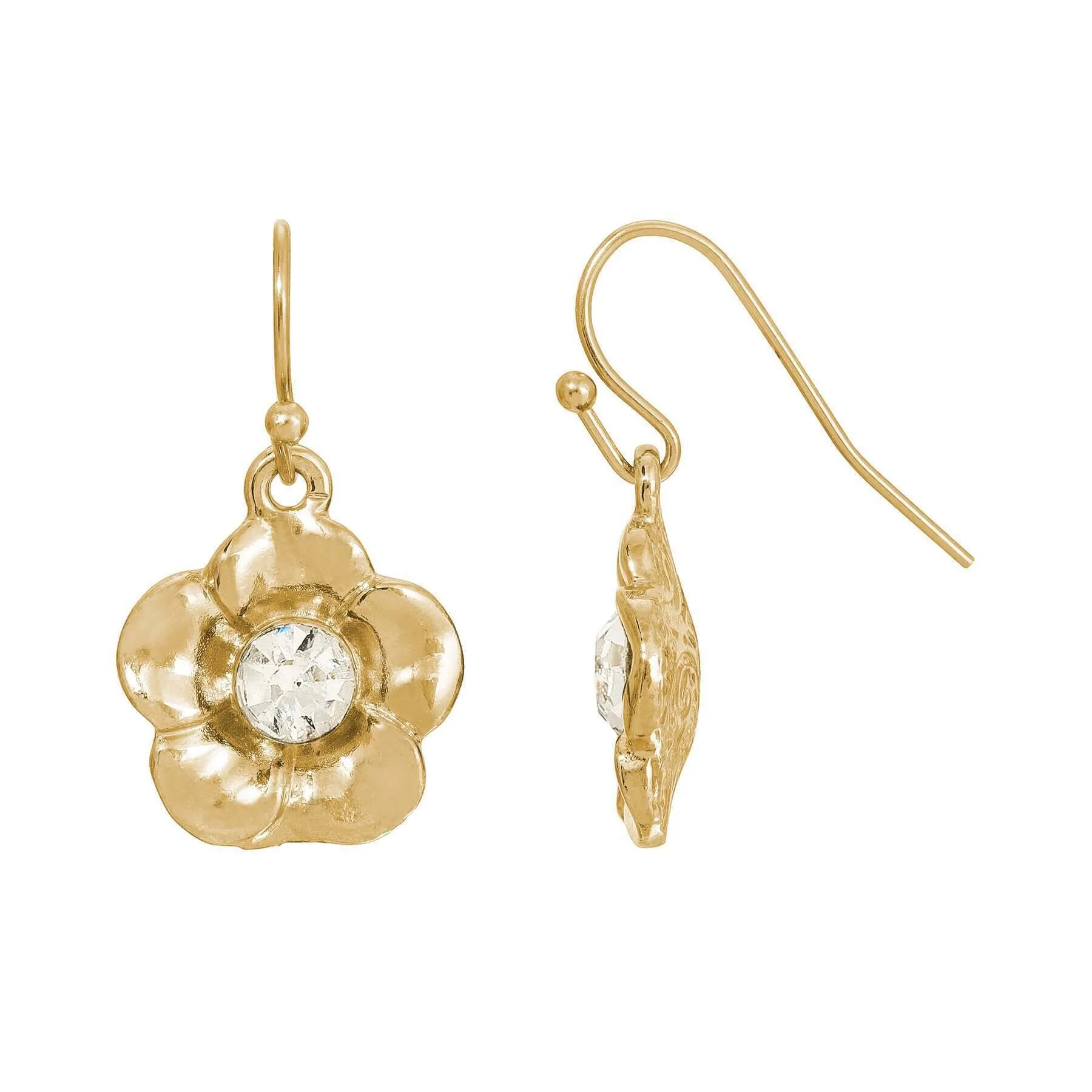 1928 Jewelry Flower & Crystal Drop Earrings 1928 Jewelry