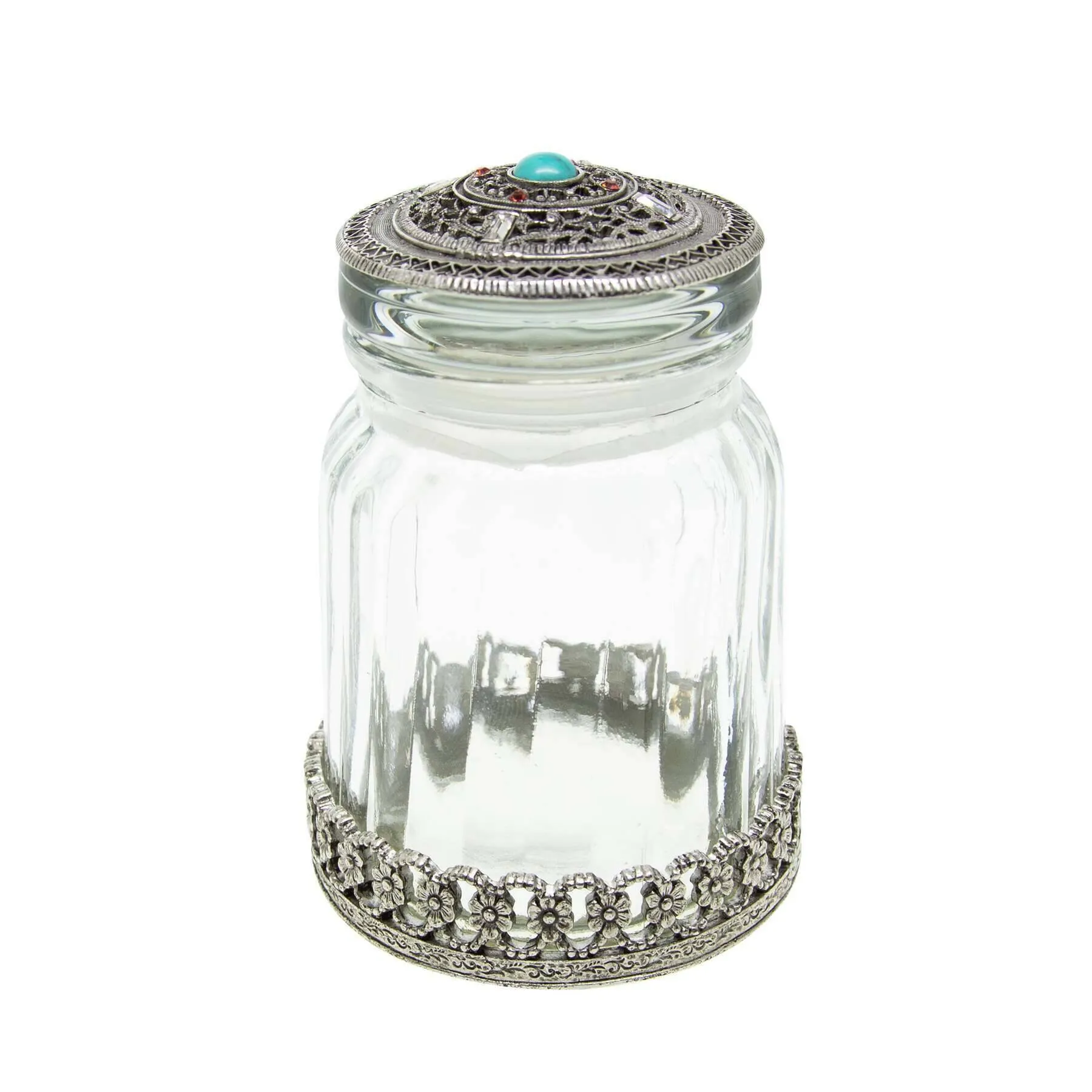 1928 Jewelry Flower & Hearts Ridge Glass Jar 1928 Jewelry