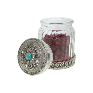 1928 Jewelry Flower & Hearts Ridge Glass Jar 1928 Jewelry