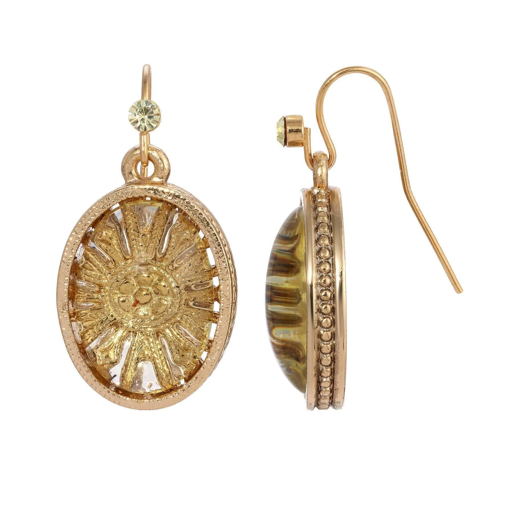 1928 Jewelry Flower Burst German Glass Drop Earrings 1928 Jewelry