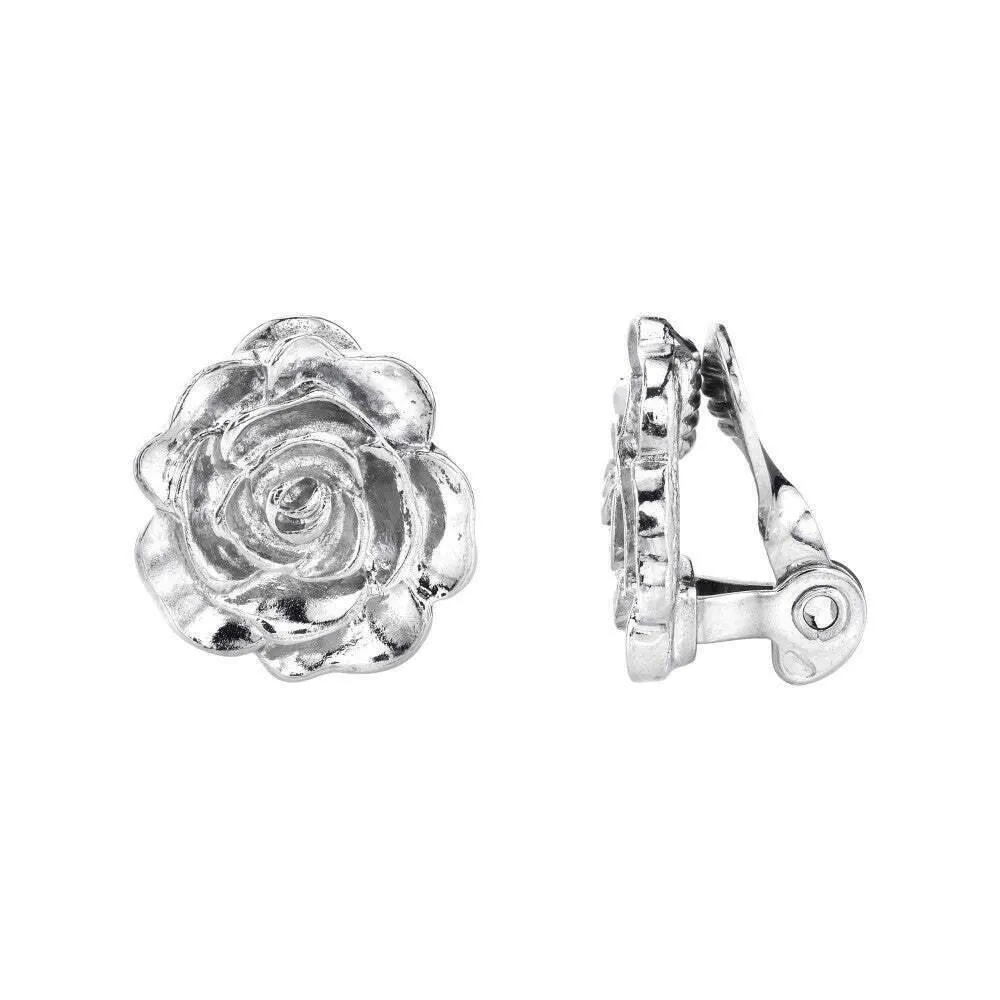 1928 Jewelry Flower Button Clip On Earrings 1928 Jewelry