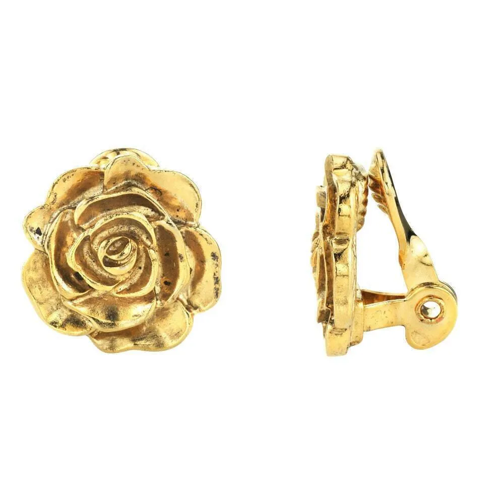 1928 Jewelry Flower Button Clip On Earrings 1928 Jewelry