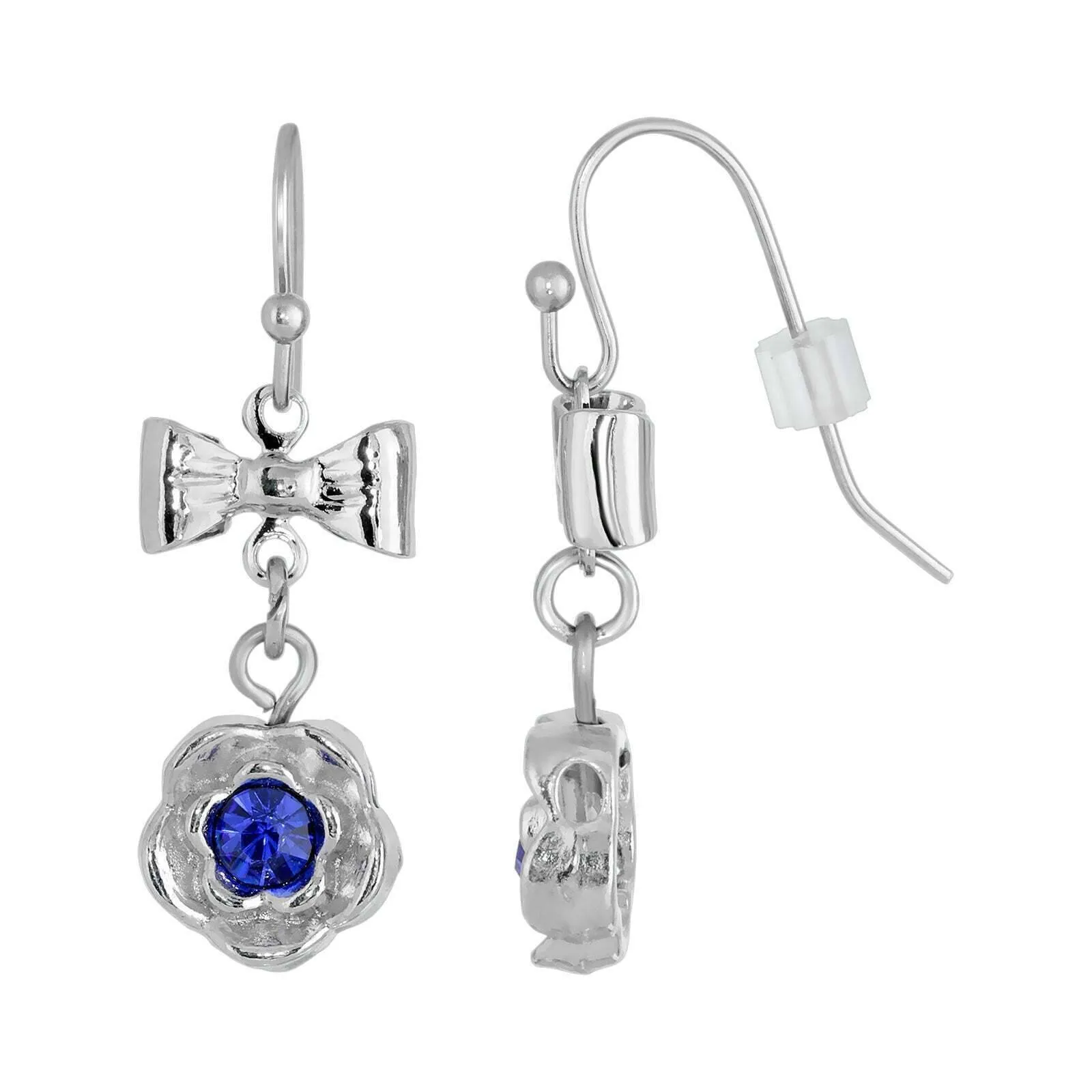 1928 Jewelry Flower Crystal And Bow Drop Earrings 1928 Jewelry