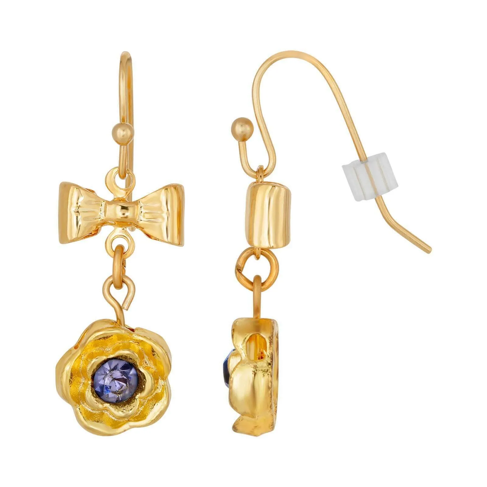 1928 Jewelry Flower Crystal And Bow Drop Earrings 1928 Jewelry