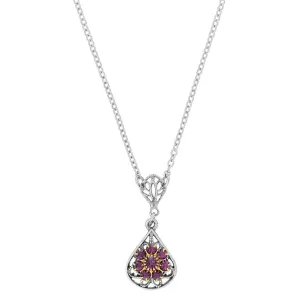 1928 Jewelry Flower Crystal Cluster Teardrop Pendant Necklace 16"   3" Extender 1928 Jewelry