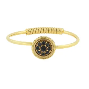 1928 Jewelry Flower Crystal Spring Hinge Gold Cuff Bracelet 1928 Jewelry