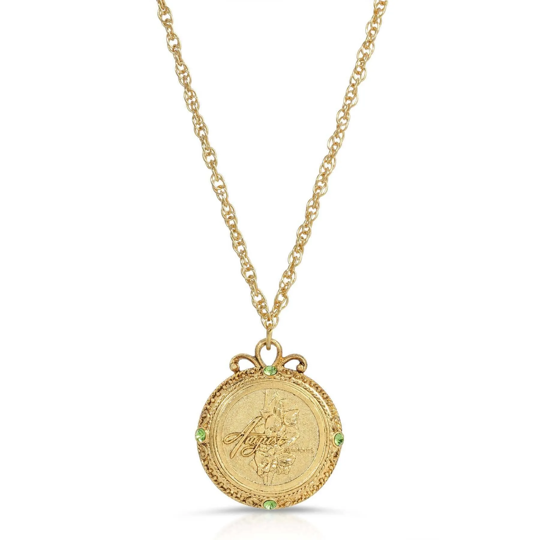 1928 Jewelry Flower of The Month Crystal Pendant Necklace 20" 1928 Jewelry
