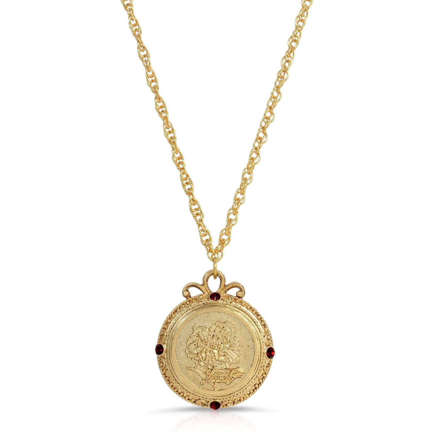 1928 Jewelry Flower of The Month Crystal Pendant Necklace 20" 1928 Jewelry