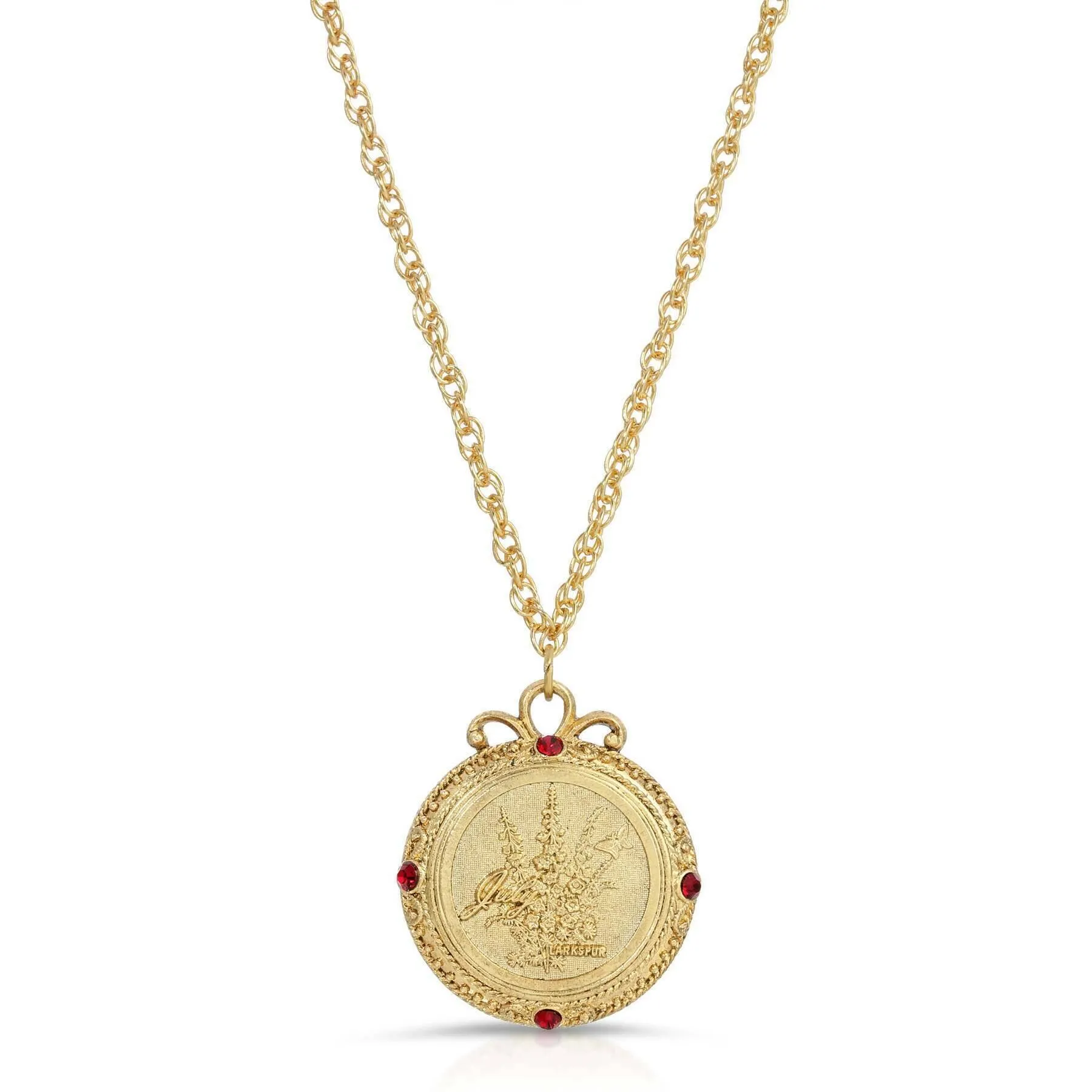 1928 Jewelry Flower of The Month Crystal Pendant Necklace 20" 1928 Jewelry