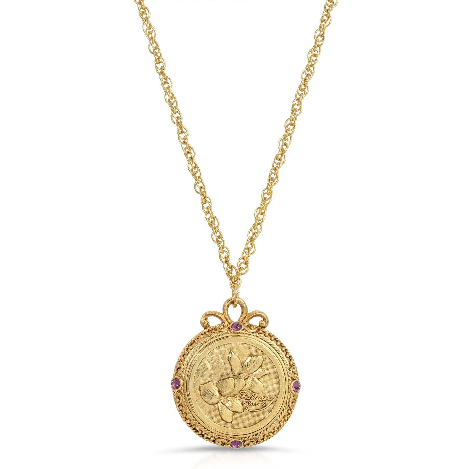 1928 Jewelry Flower of The Month Crystal Pendant Necklace 20" 1928 Jewelry