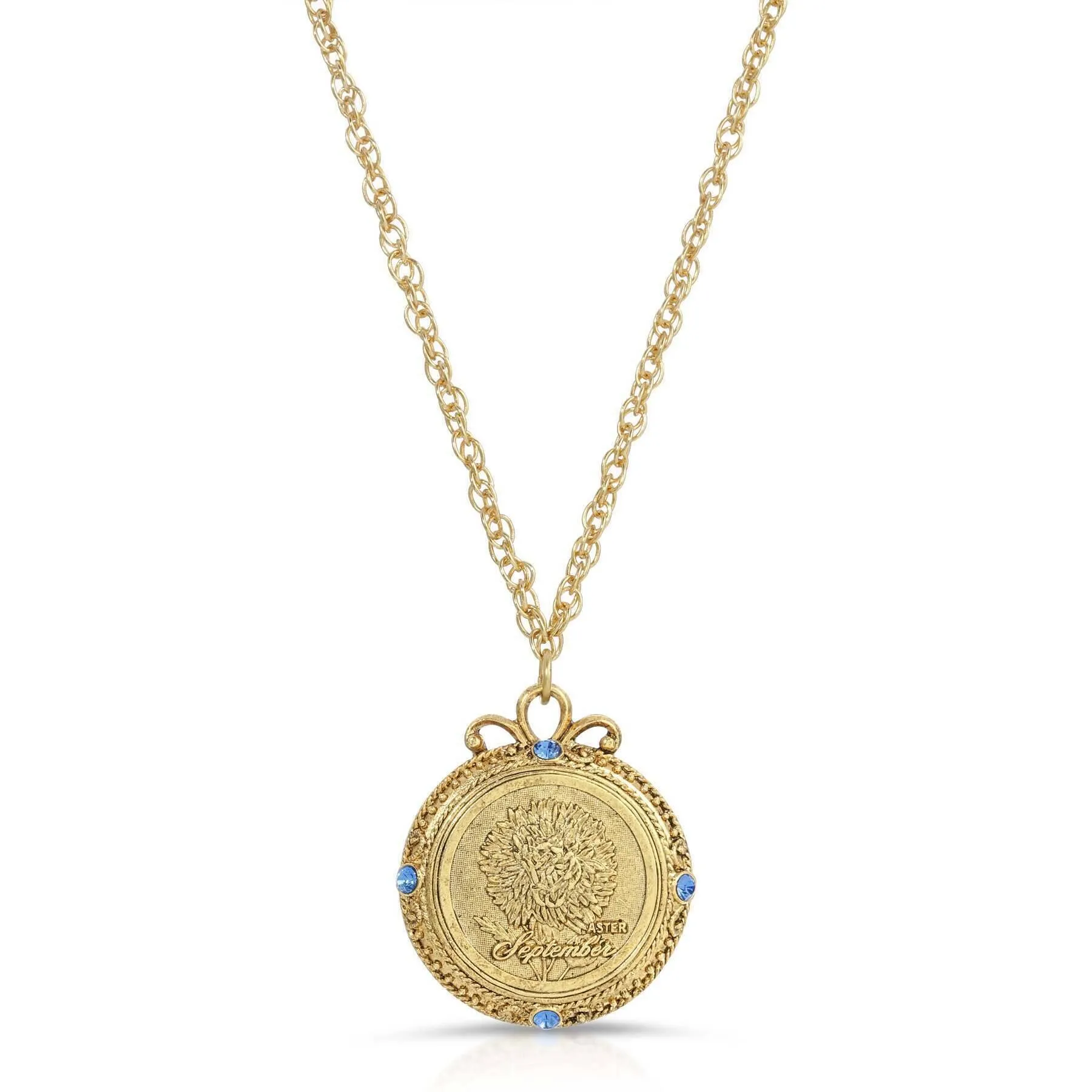 1928 Jewelry Flower of The Month Crystal Pendant Necklace 20" 1928 Jewelry