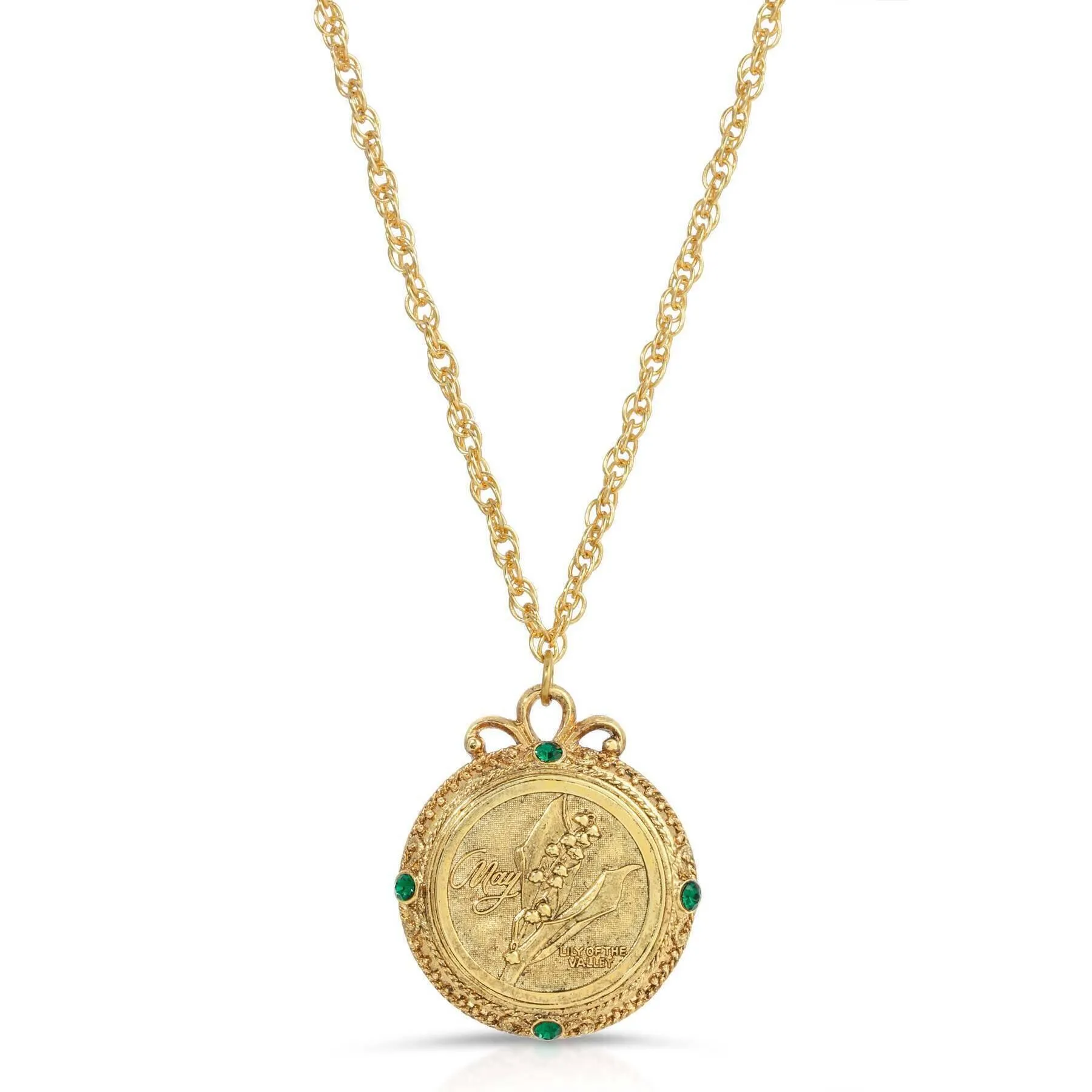 1928 Jewelry Flower of The Month Crystal Pendant Necklace 20" 1928 Jewelry