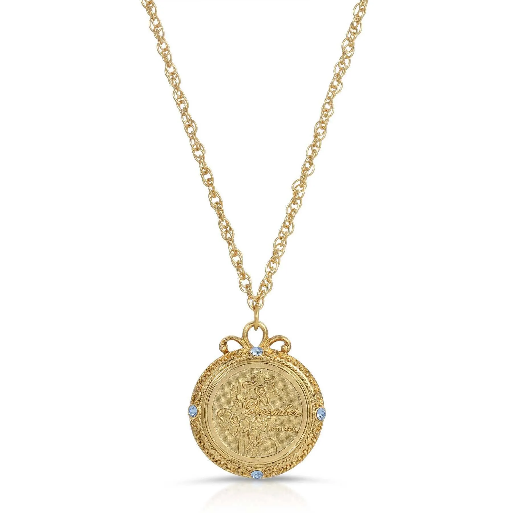 1928 Jewelry Flower of The Month Crystal Pendant Necklace 20" 1928 Jewelry