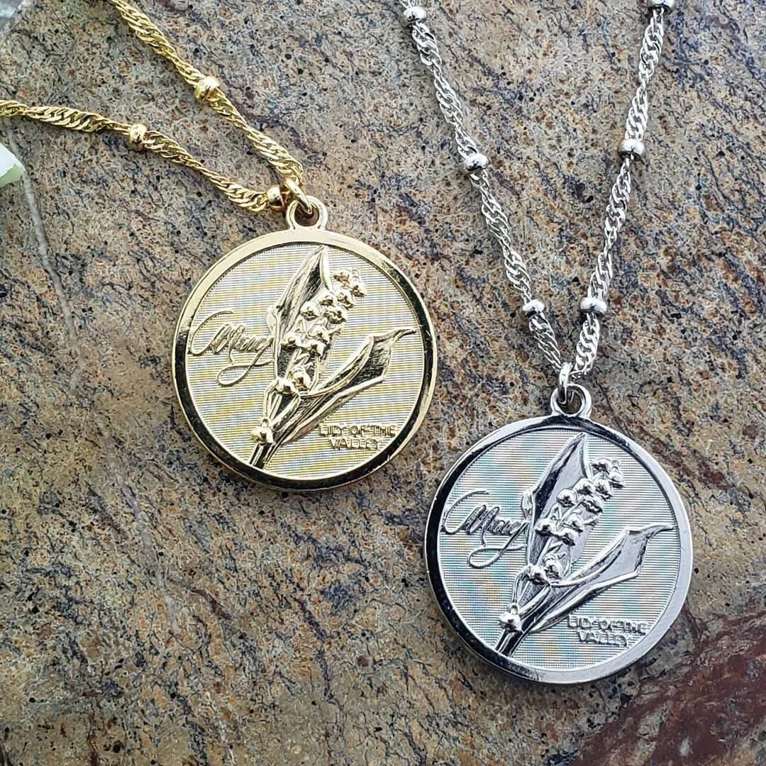 1928 Jewelry Flower Of The Month Pendant Necklace 16" 1928 Jewelry