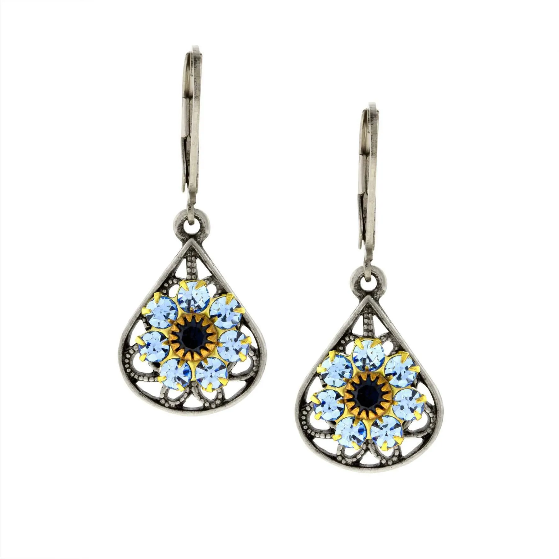 1928 Jewelry Flower Spirit Crystal Cluster Drop Earrings 1928 Jewelry
