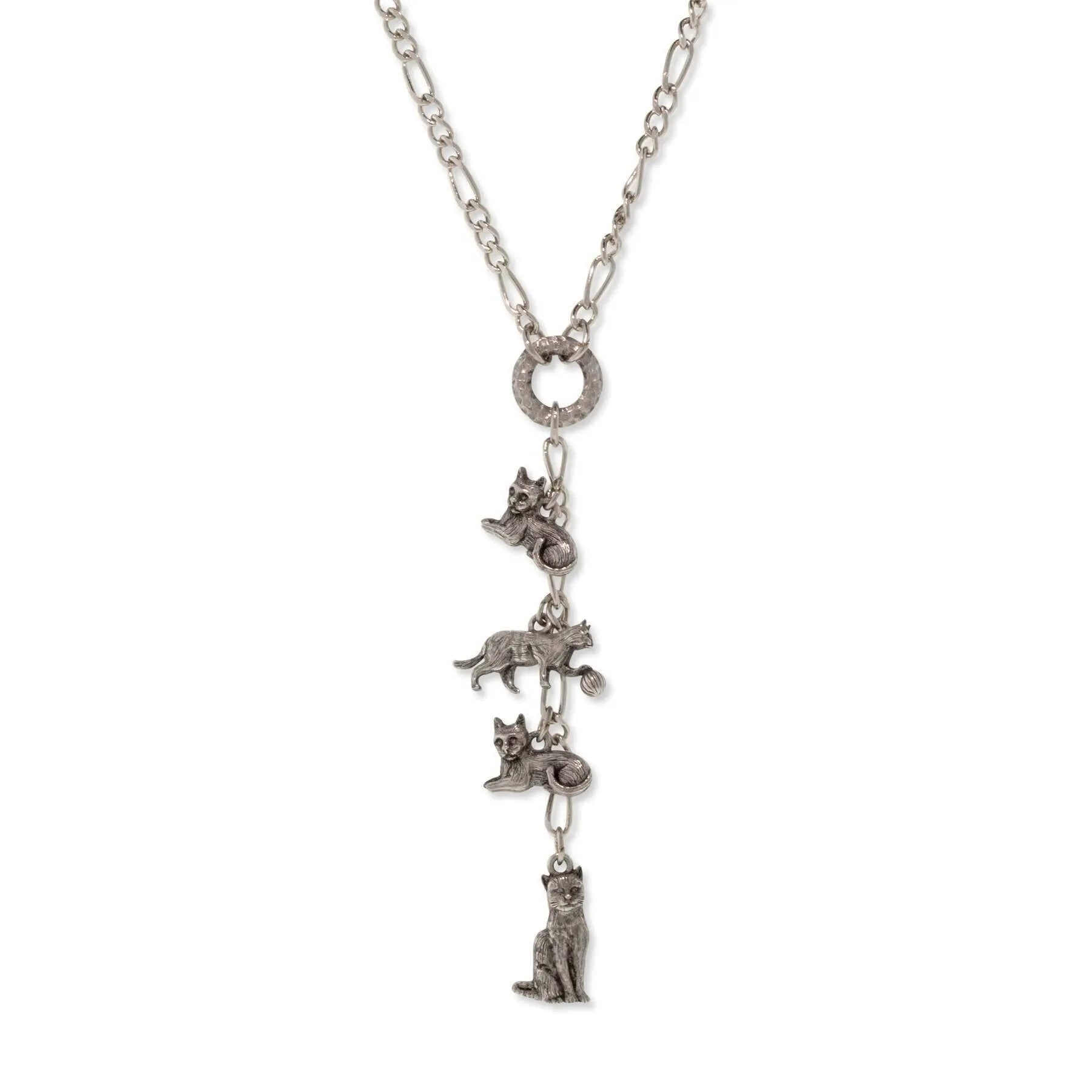 1928 Jewelry Four Cat Charm Y Necklace 20" 1928 Jewelry