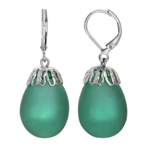 1928 Jewelry Frosted Glass Egg Drop Earrings 1928 Jewelry