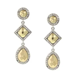 1928 Jewelry Fusion Lux Faceted Stone Triple Drop Earrings 1928 Jewelry