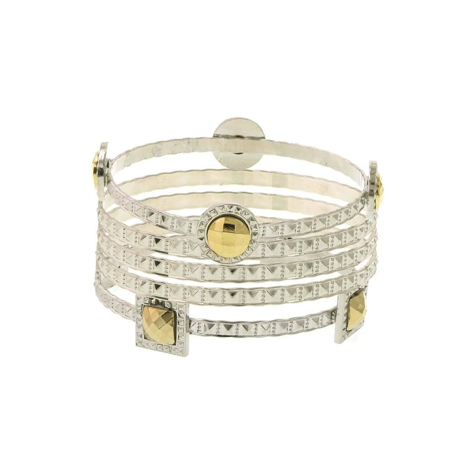 1928 Jewelry Fusion Lux Five Row Round And Square Accent Bangle Bracelet 1928 Jewelry