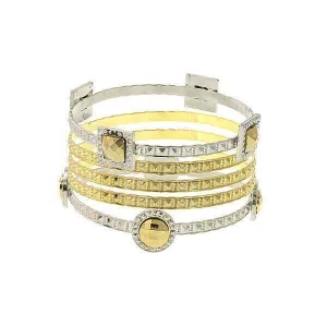1928 Jewelry Fusion Lux Five Row Round And Square Accent Bangle Bracelet 1928 Jewelry