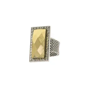 1928 Jewelry Fusion Lux Rectangular Stone Mesh Ring Size 7 1928 Jewelry