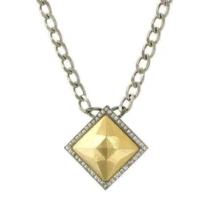 1928 Jewelry Fusion Lux Square Pendant Necklace 16"   3" Extender 1928 Jewelry