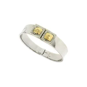 1928 Jewelry Fusion Lux Stone Square Small Hinged Bracelet 1928 Jewelry
