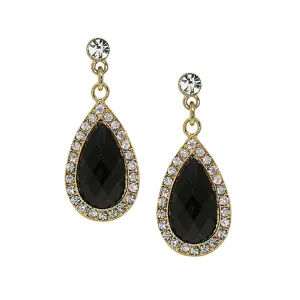 1928 Jewelry Gala Jet Black Teardrop Crystal Post Dangle Earrings 1928 Jewelry
