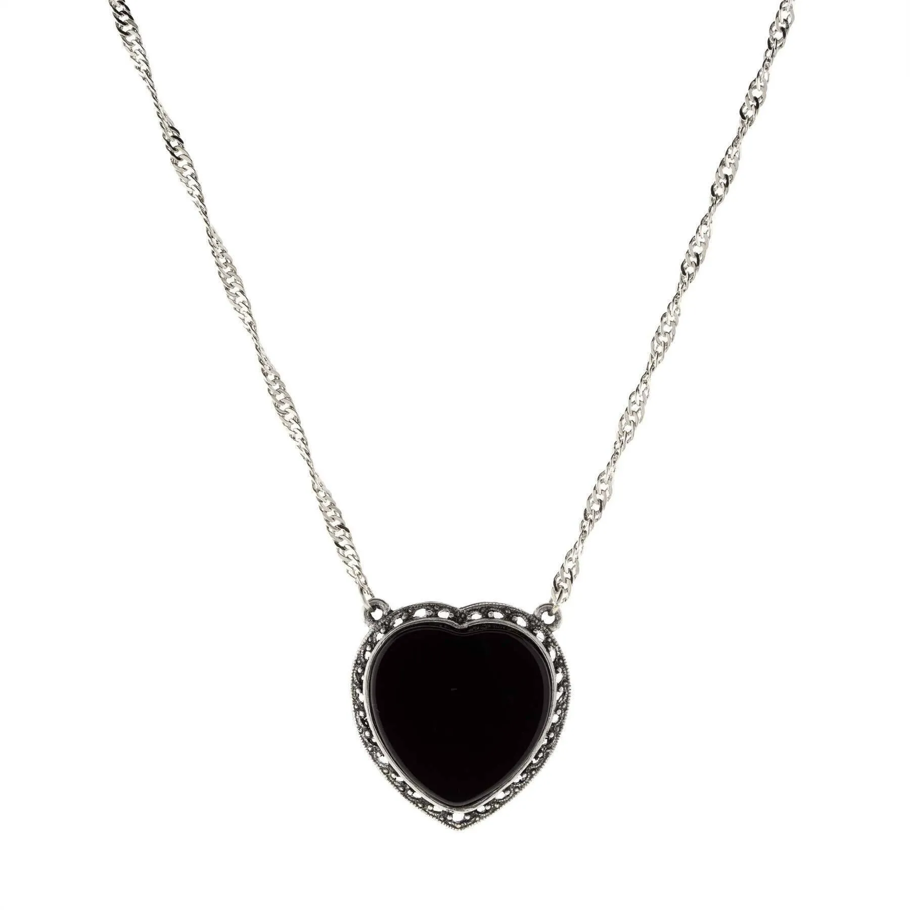 1928 Jewelry Gemstone Costume Mother Of Pearl Heart Pendant Necklace 16"   3" Extender 1928 Jewelry