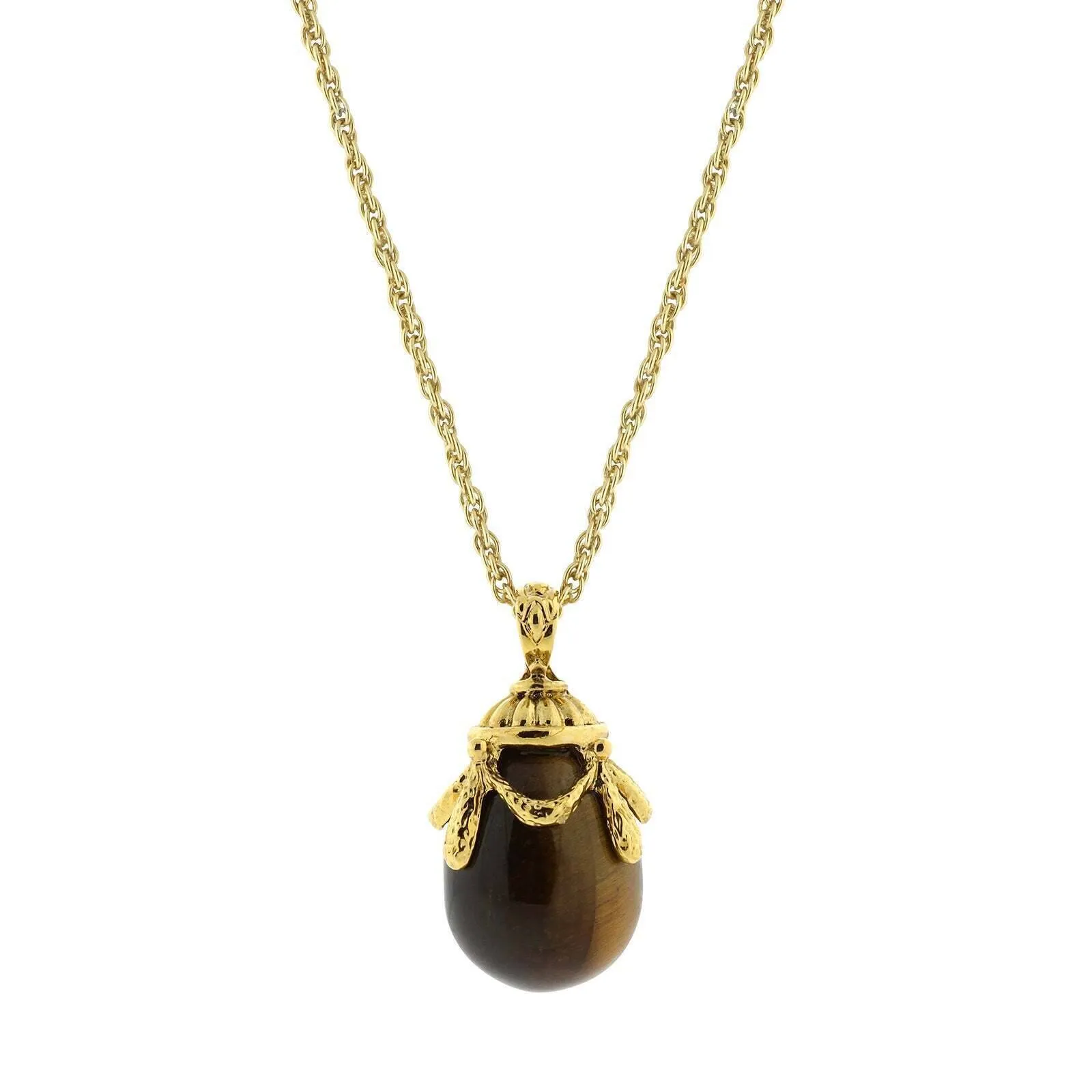 1928 Jewelry Gemstone Egg Pendant Necklace 30" 1928 Jewelry