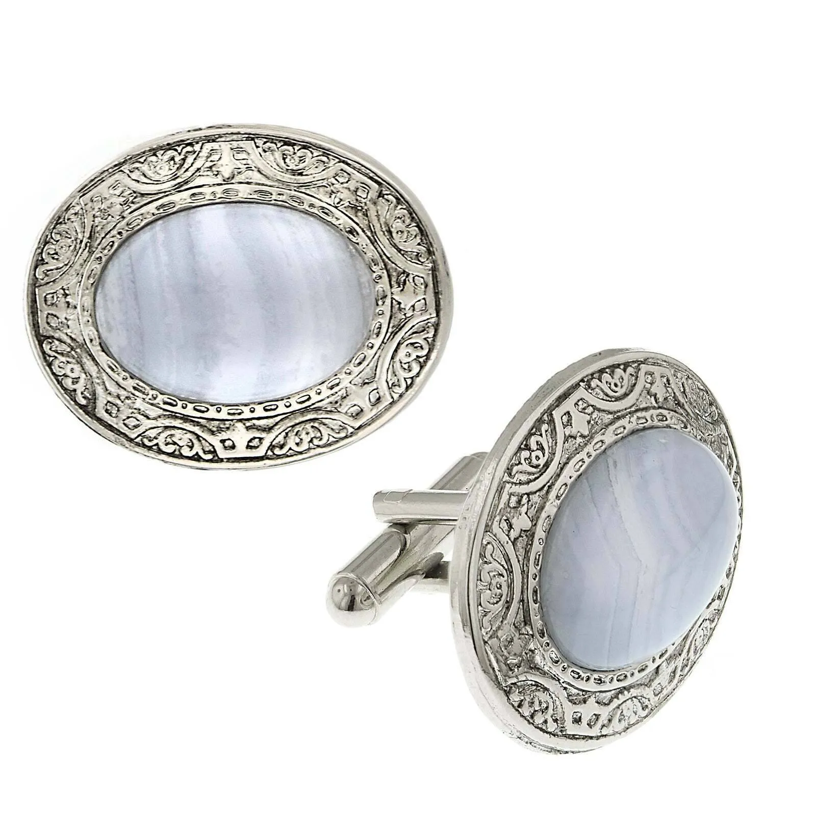 1928 Jewelry Gemstone Oval Cufflinks 1928 Jewelry