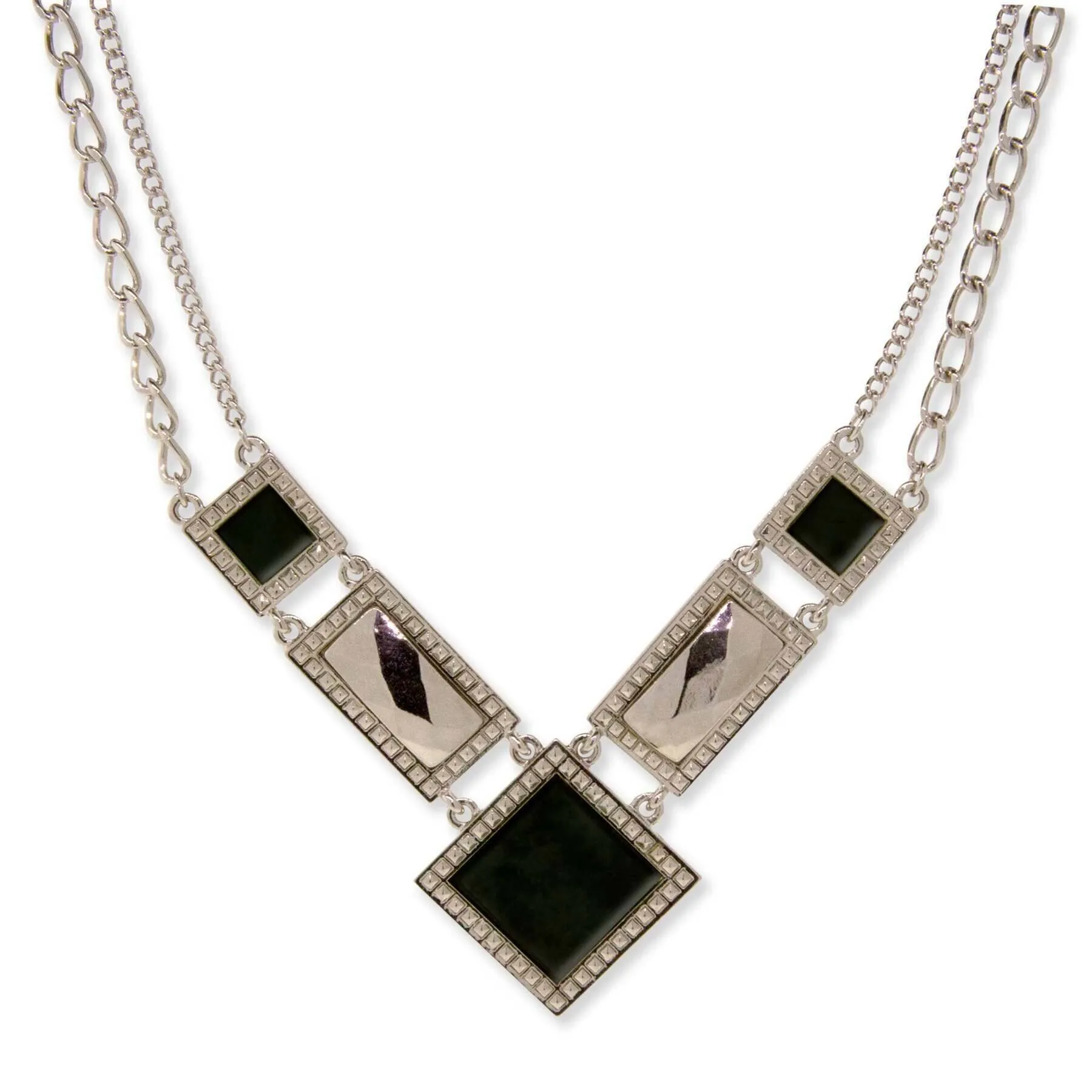 1928 Jewelry Gemstone Square Chain Necklace 12"   3" Extender 1928 Jewelry