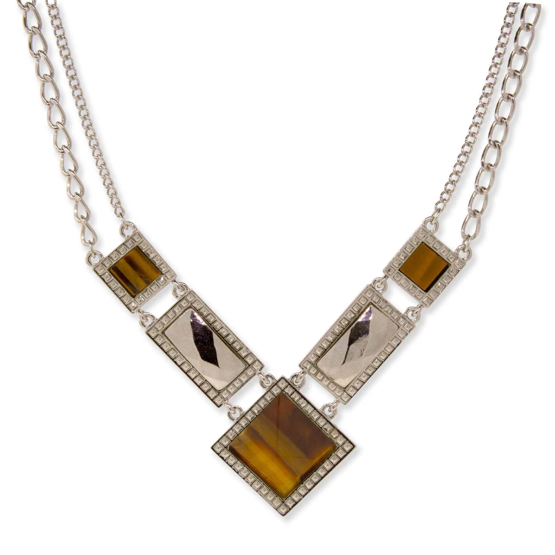 1928 Jewelry Gemstone Square Chain Necklace 12"   3" Extender 1928 Jewelry
