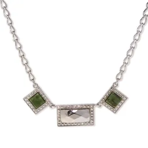1928 Jewelry Gemstone Square Rectangle Chain Necklace 16"   3" Extender 1928 Jewelry