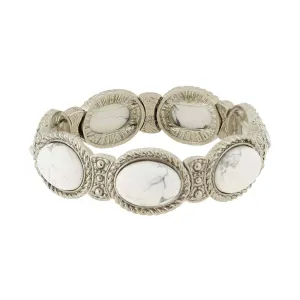 1928 Jewelry Gemstone White Howlite Stretch Bracelet 1928 Jewelry