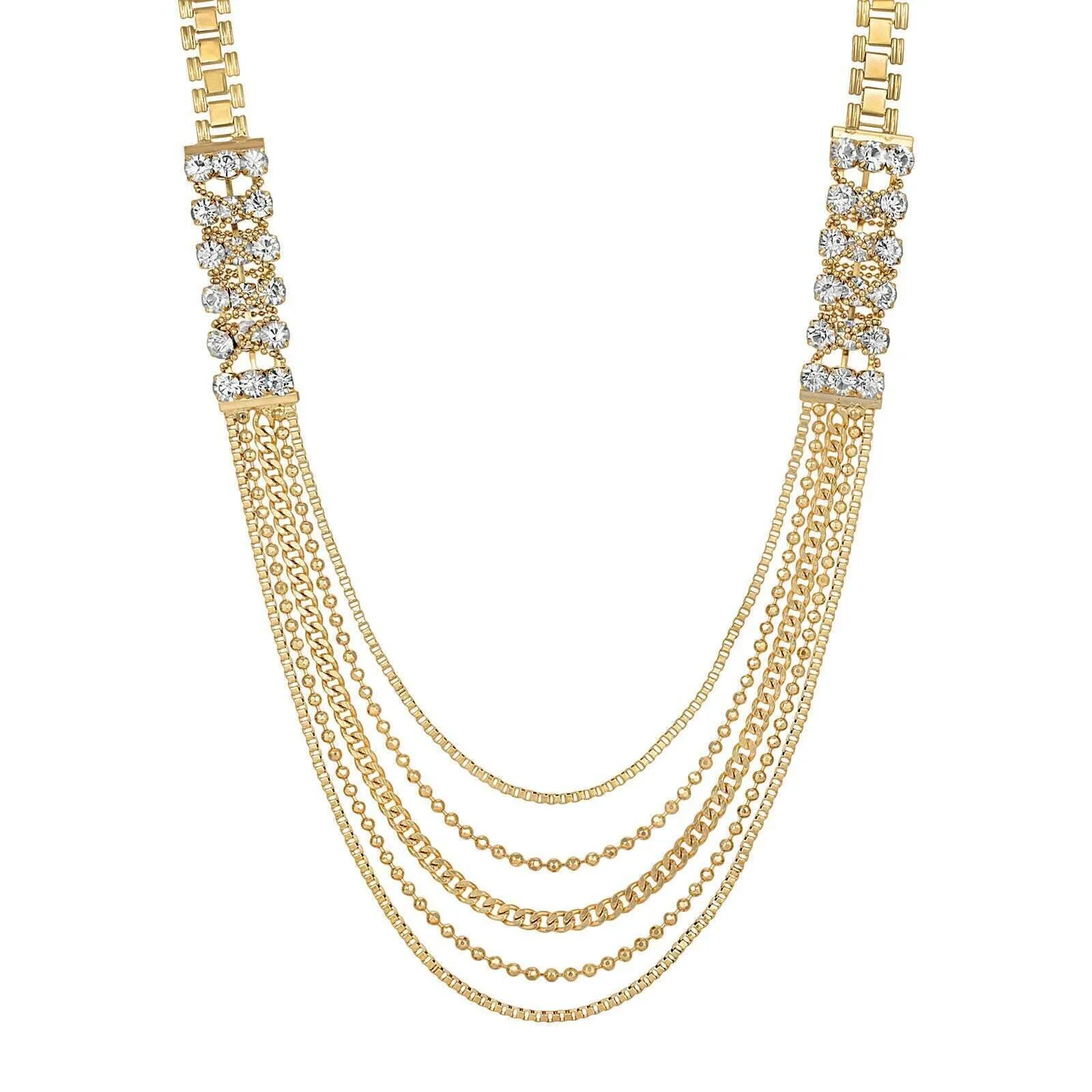 1928 Jewelry Geneva Gala Multi Link Chain Crystal Necklace 32" 1928 Jewelry