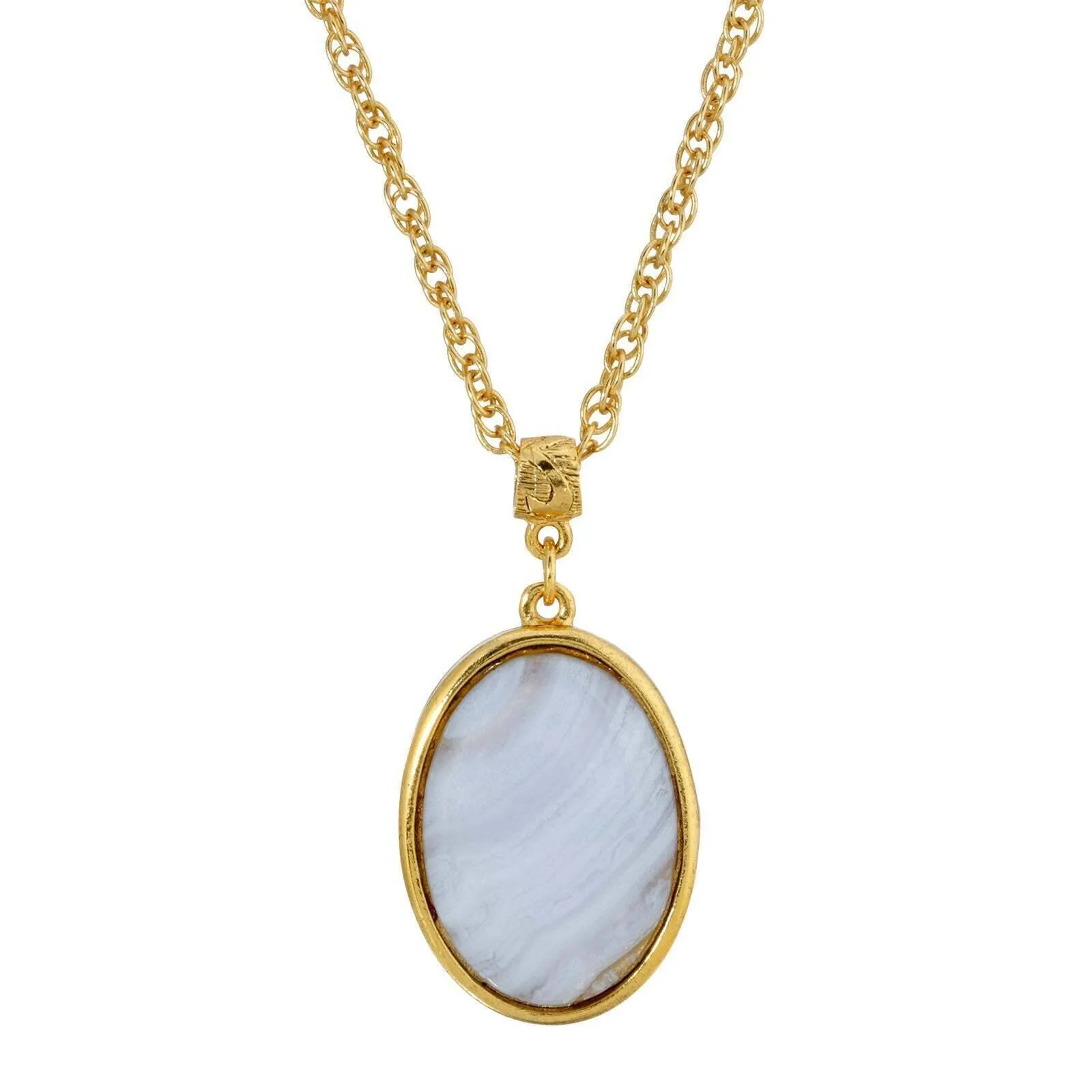 1928 Jewelry Genuine Gemstone Oval Pendant Necklace 16"   3" Extender 1928 Jewelry