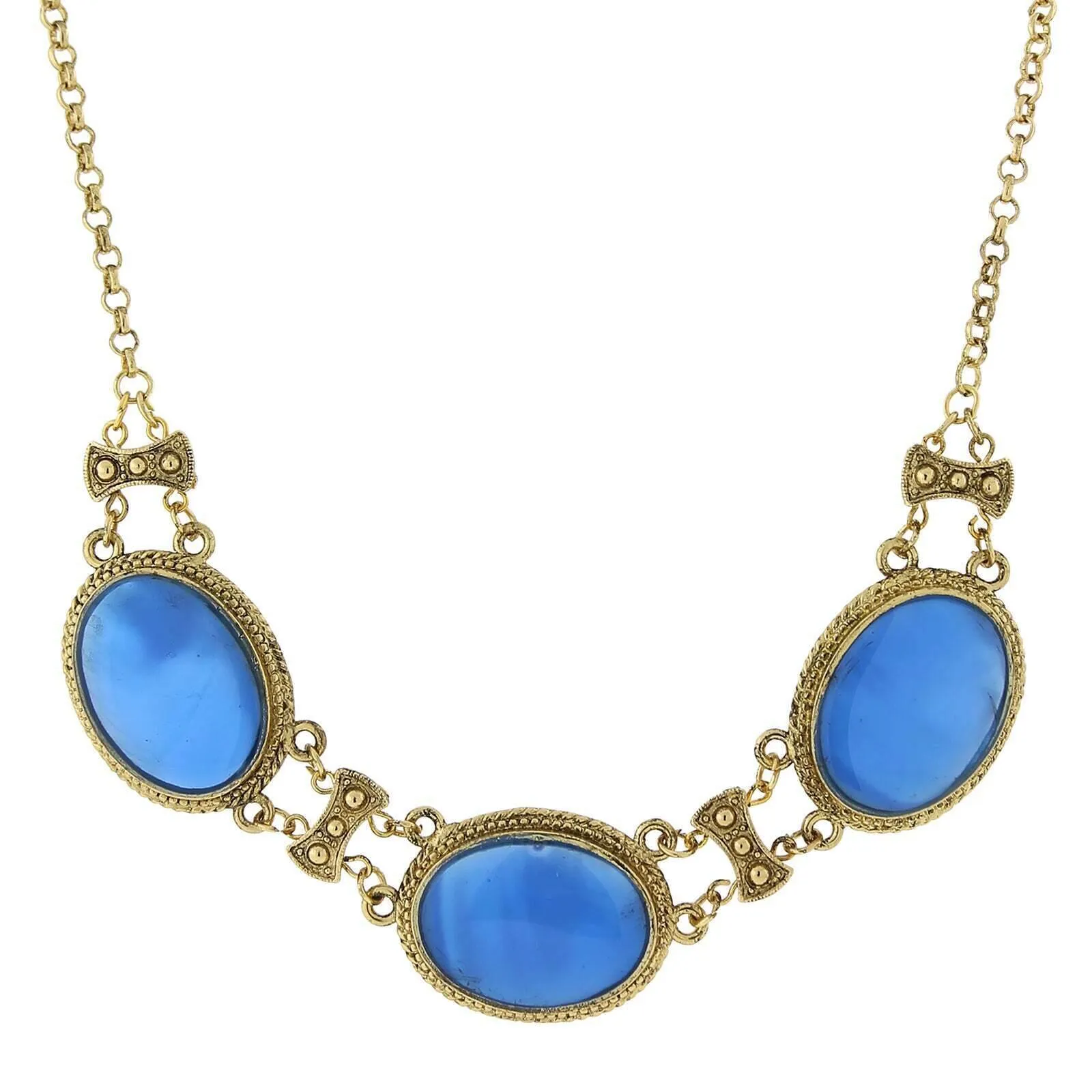 1928 Jewelry Genuine Mother Of Pearl With Blue Enamel Collar Necklace 16"   3" Extender 1928 Jewelry