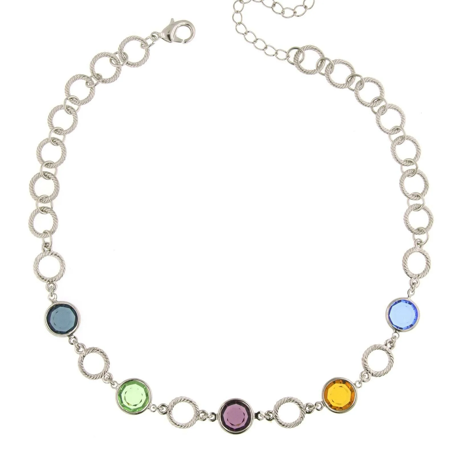 1928 Jewelry Genuine Multi Color Austrian Crystal Channel Necklace 16"   3" Extender 1928 Jewelry