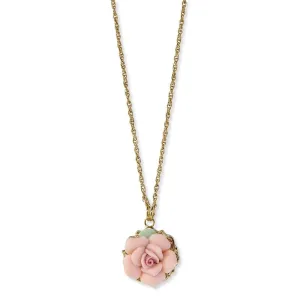 1928 Jewelry Genuine Porcelain Rose Pendant Necklace 16"   3" Extender 1928 Jewelry