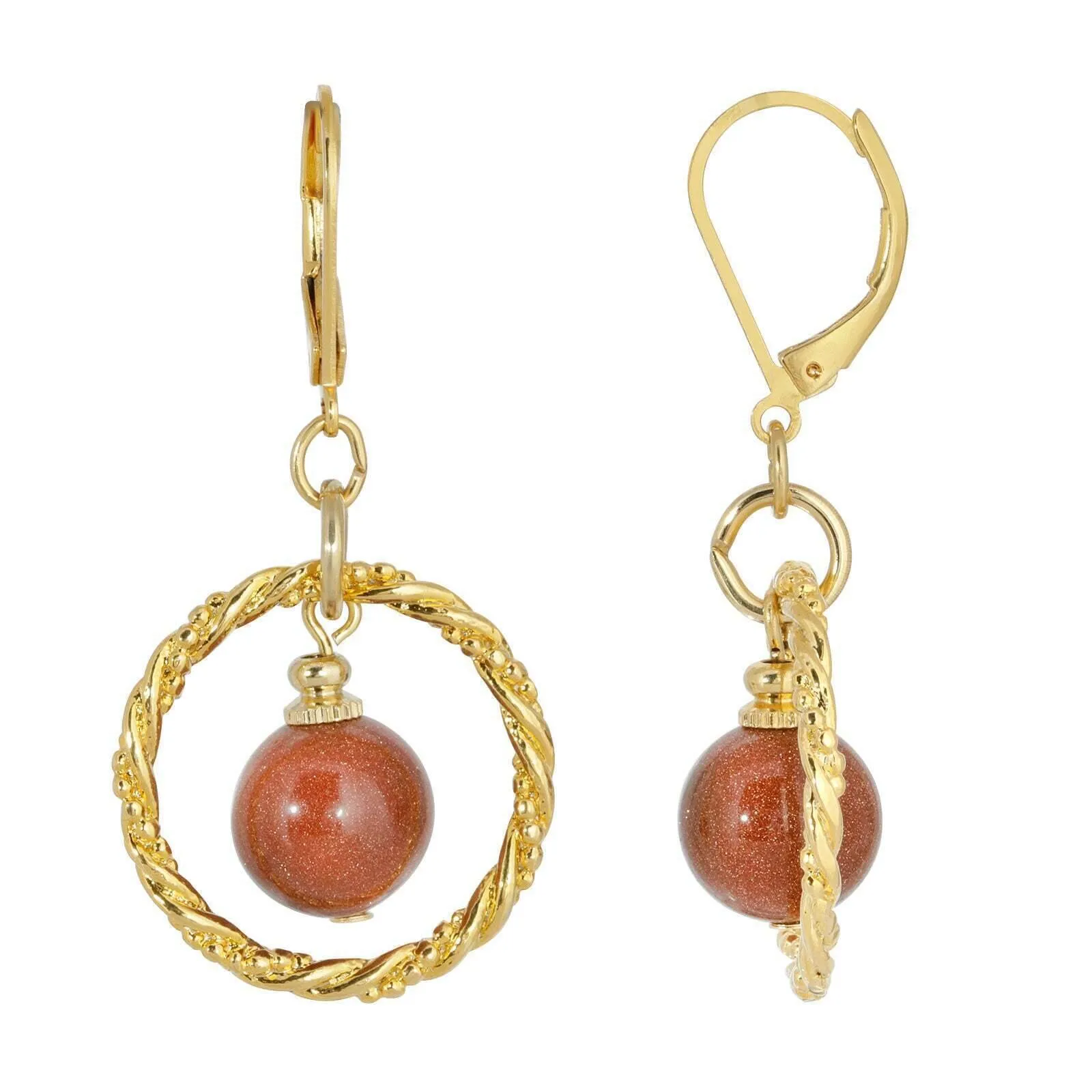 1928 Jewelry Genuine Round Gemstone Rope Hoop Earrings 1928 Jewelry