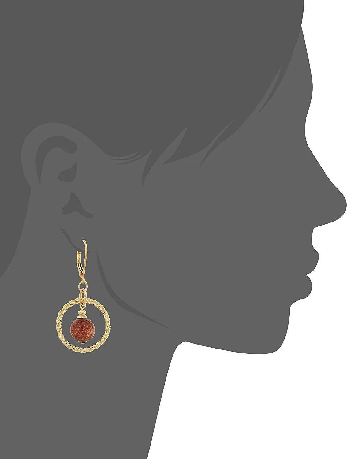 1928 Jewelry Genuine Round Gemstone Rope Hoop Earrings 1928 Jewelry