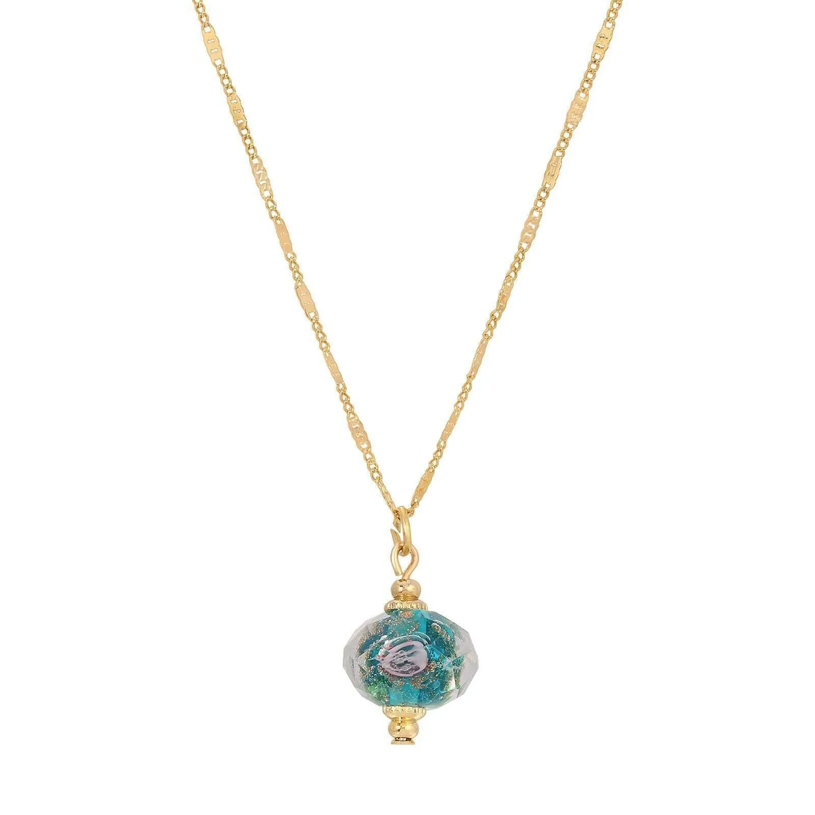 1928 Jewelry Glass Rondell Bel Fiore Bead Drop Necklace 15"   3" Extender 1928 Jewelry