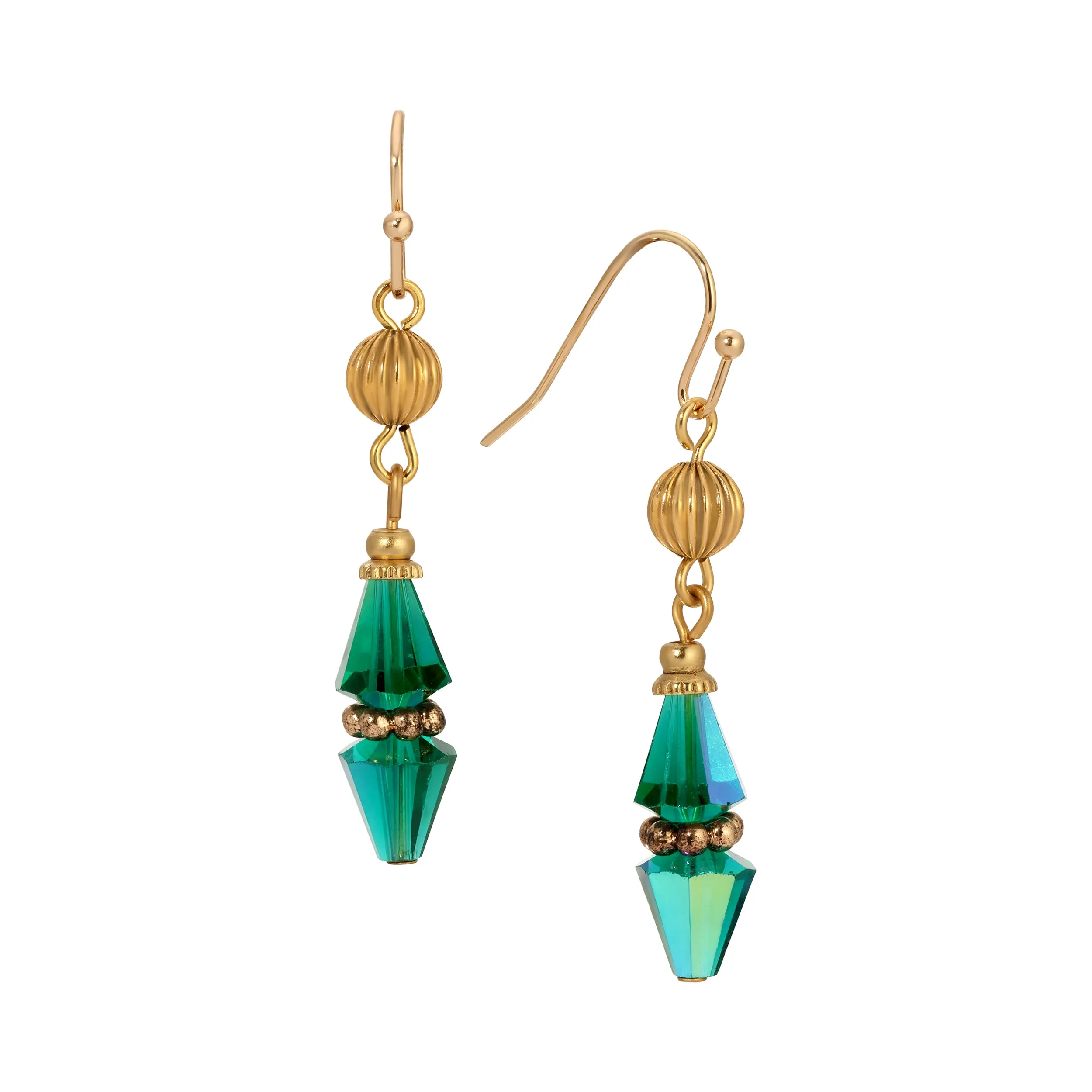 1928 Jewelry Glass Teardrop Crystal Beaded Dangling Earrings 1928 Jewelry