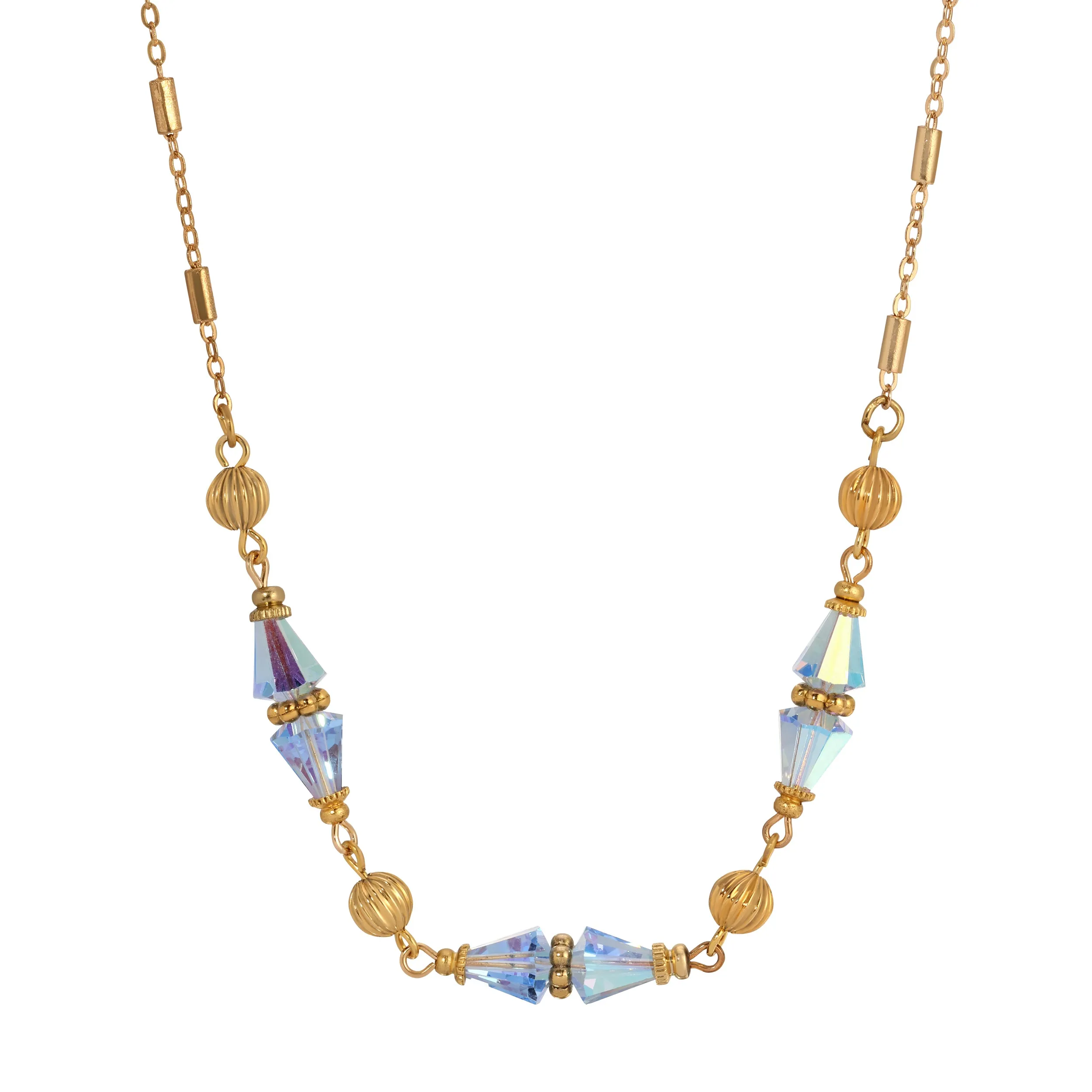 1928 Jewelry Glass Teardrop Crystal Beaded Necklace 16" 1928 Jewelry