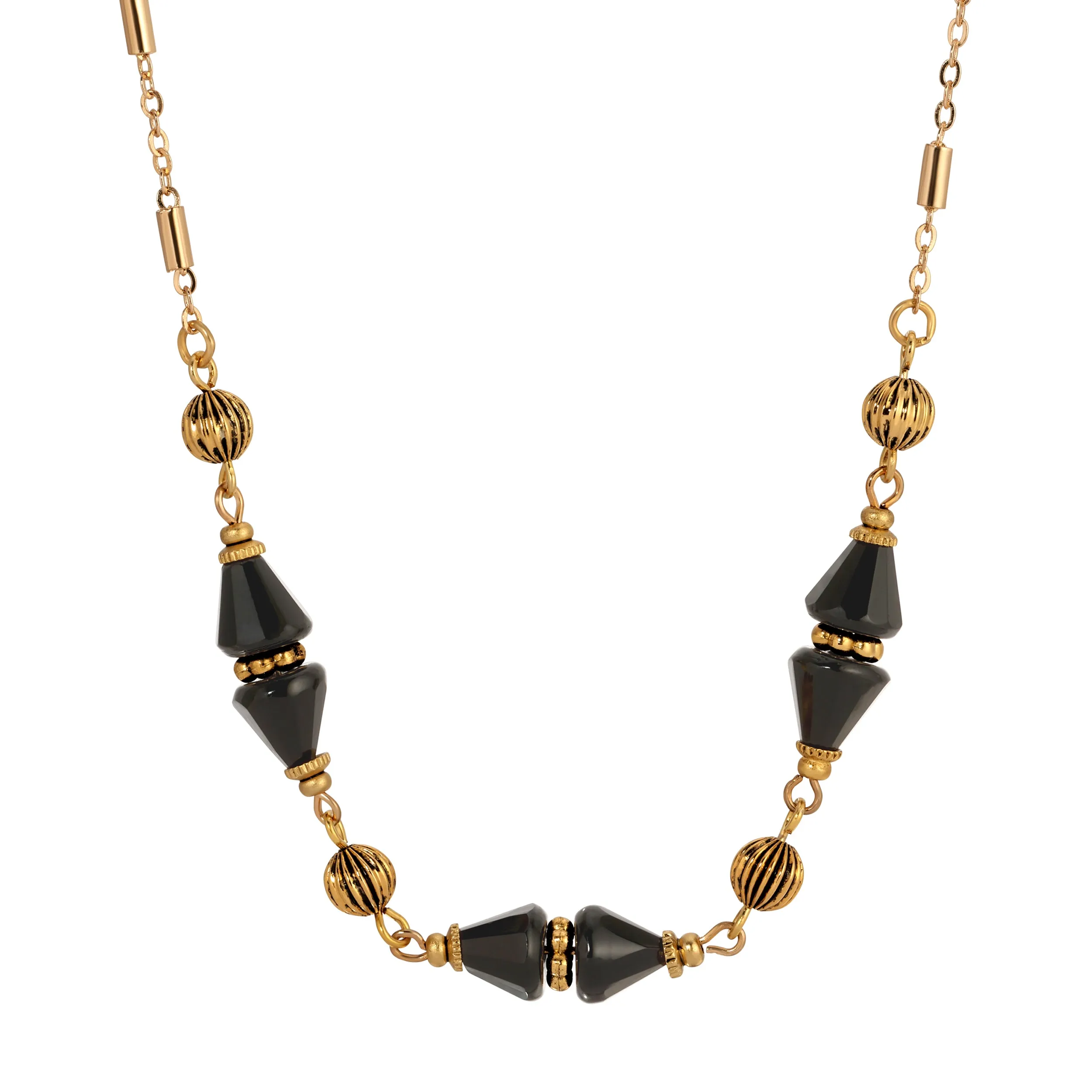 1928 Jewelry Glass Teardrop Crystal Beaded Necklace 16" 1928 Jewelry