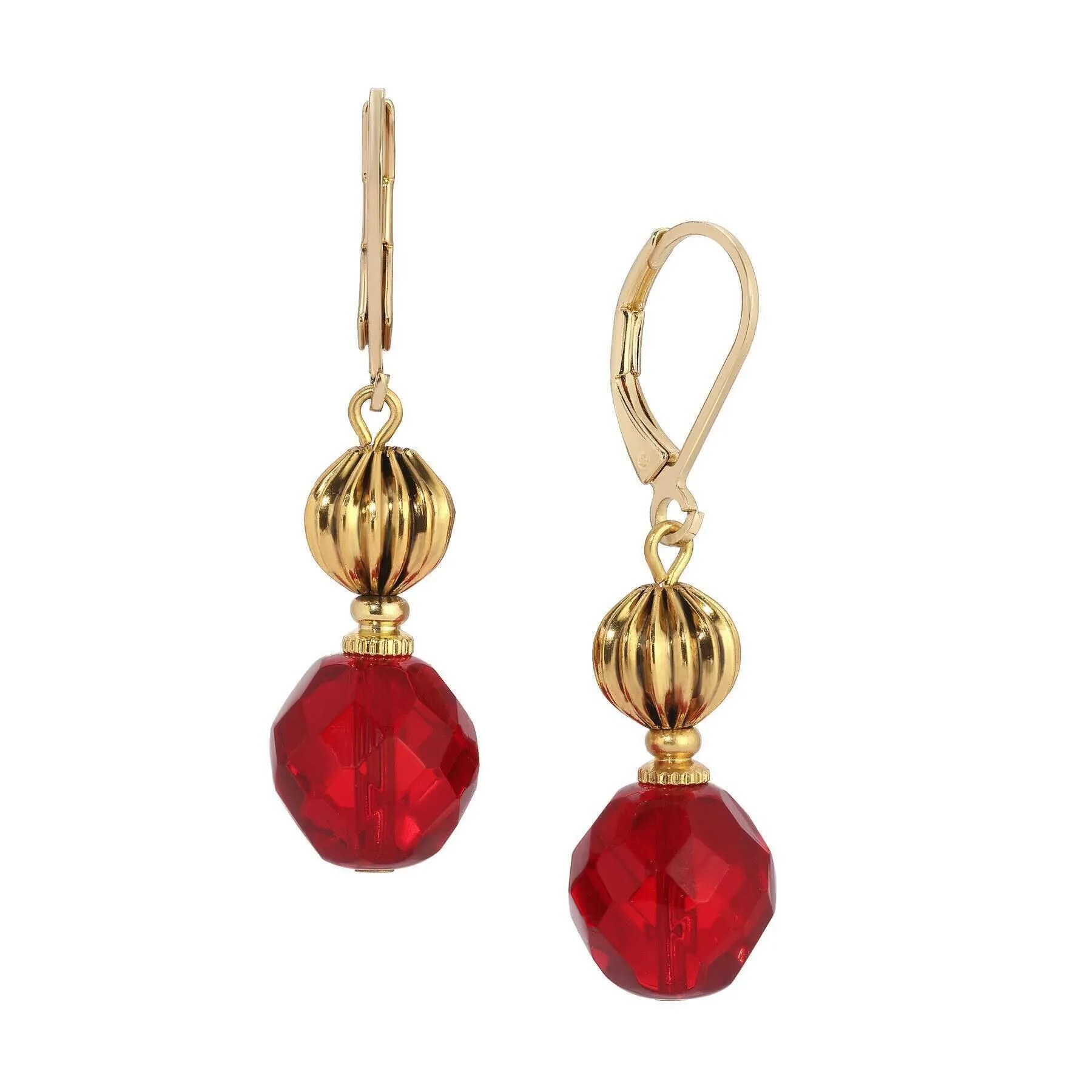 1928 Jewelry Glimmering Siam Red Dangling Earrings 1928 Jewelry