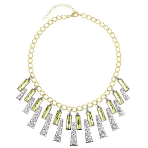1928 Jewelry Gold And Crystal Wide Collar Bib Necklace 16"   3" Extender 1928 Jewelry